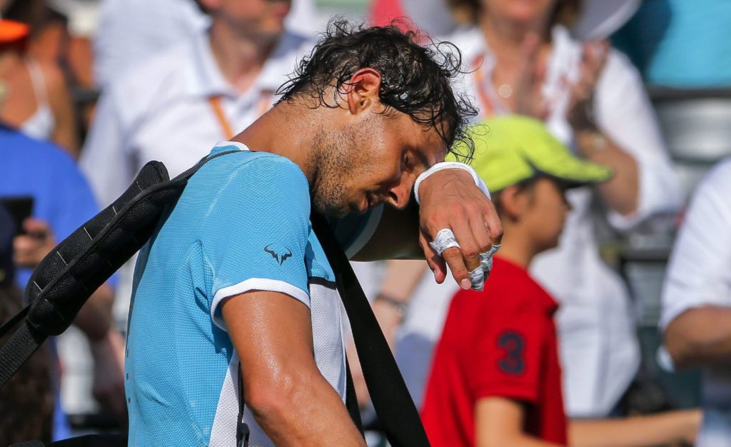 Rafael Nadal abandonando en el Masters 1000 de Miami